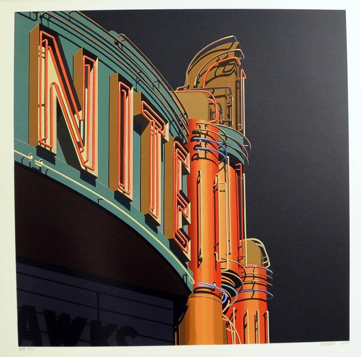 Nite, from American Signs portfolio - Print by Robert Cottingham