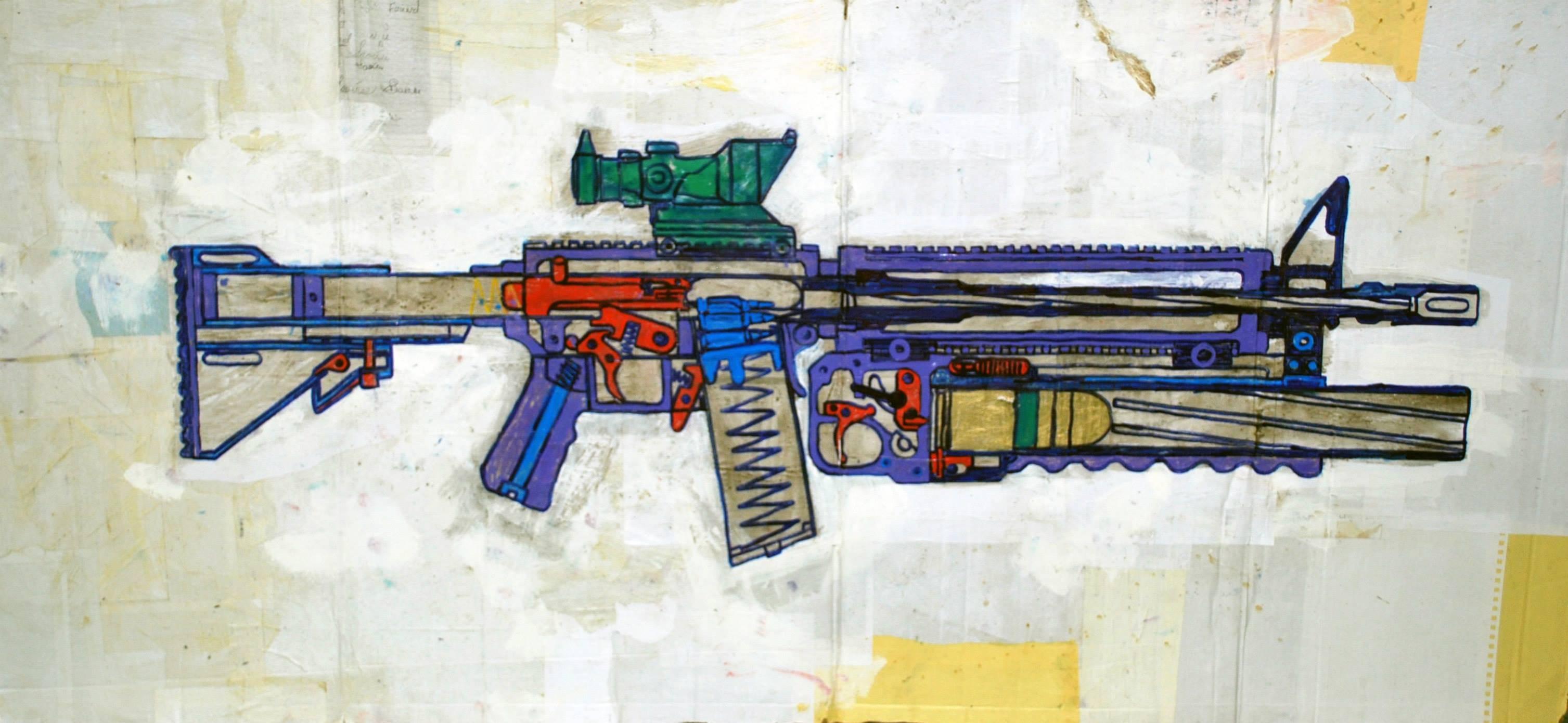 M4 203 Machine Gun and Grenade Launcher, with ACOG - Art by Alfredo Martinez
