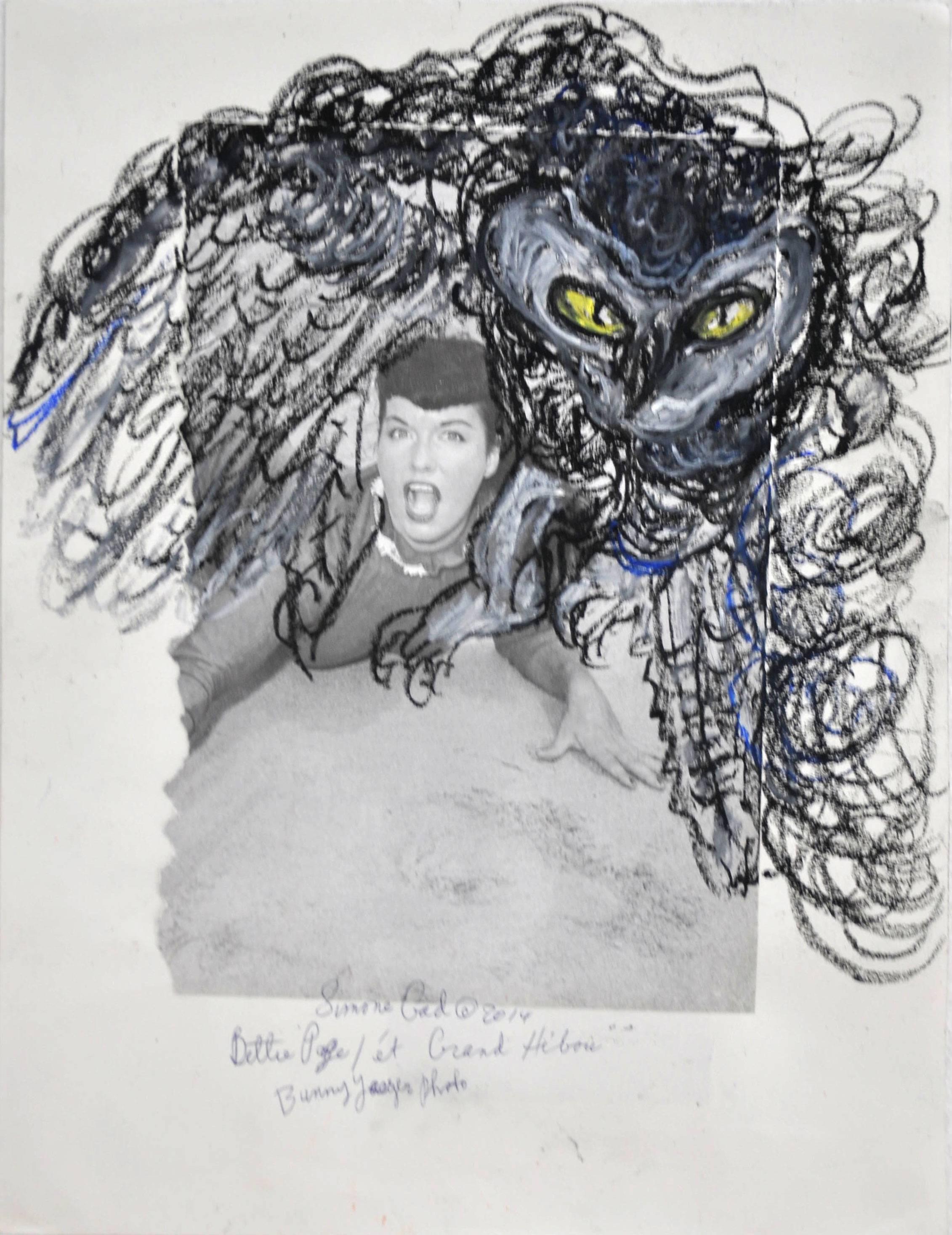 Simone Gad Portrait - Betty Page with Large Owl