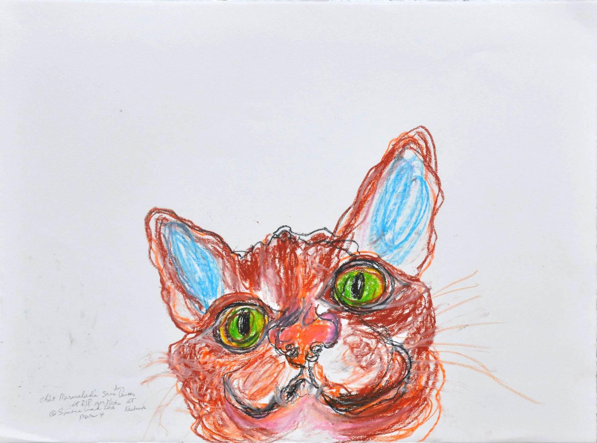 Simone Gad Abstract Drawing - Chat Marmalade Sans Cancer