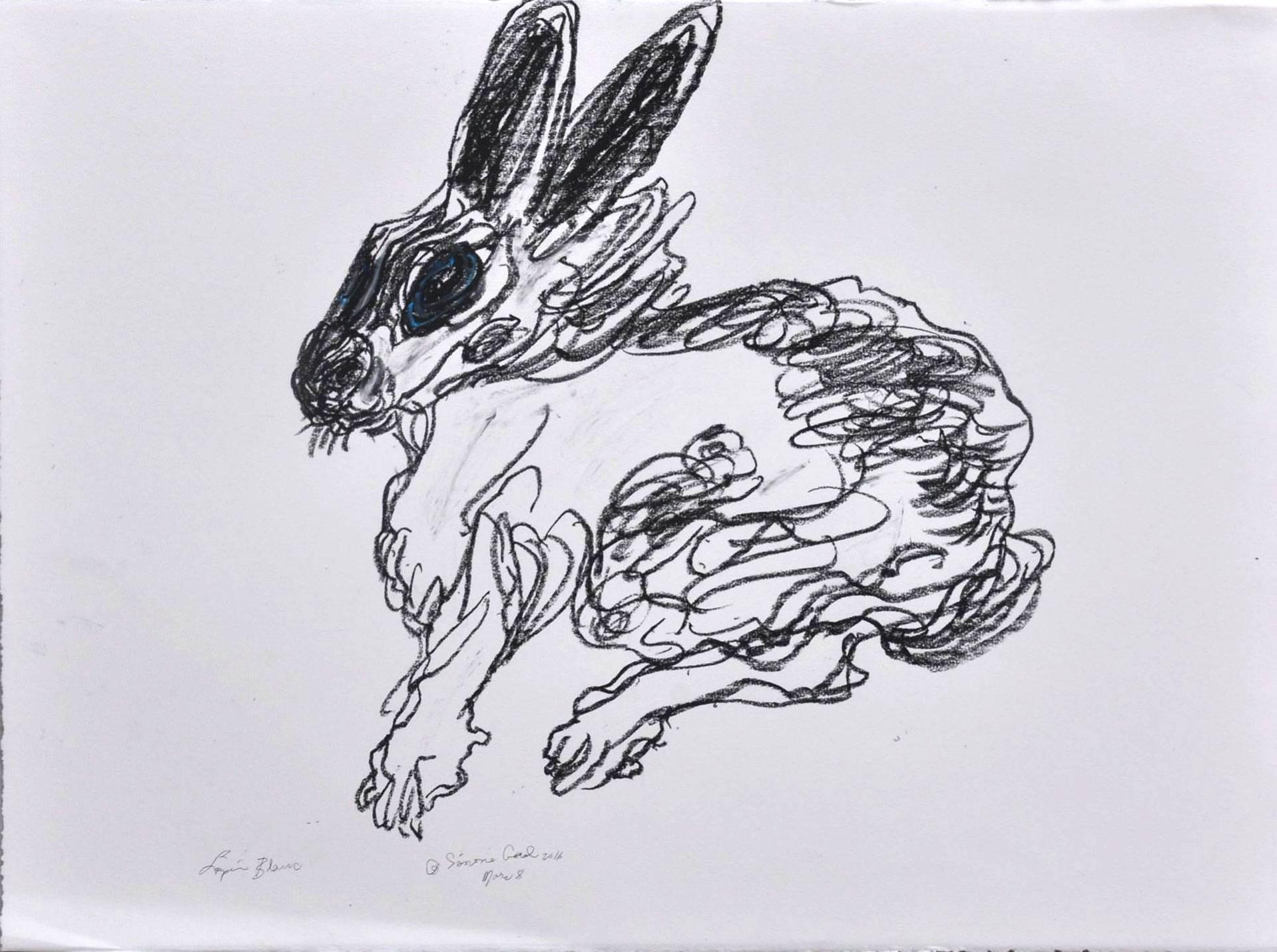 Simone Gad Abstract Drawing - Lapin Blanc et Noir Numero Duex