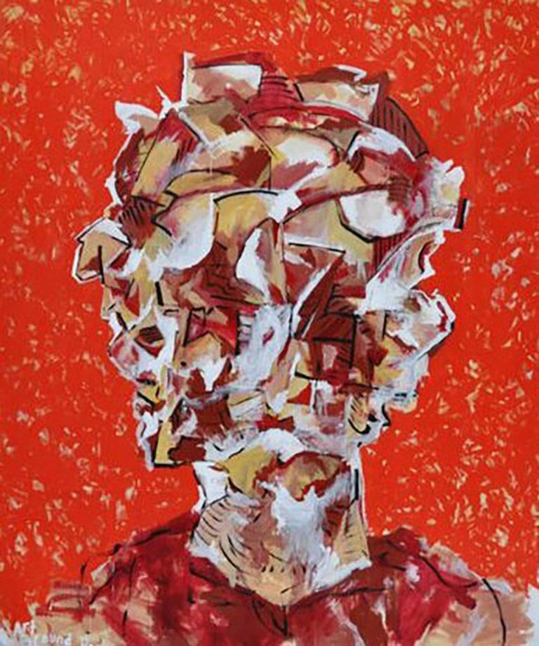 Lee Wells Figurative Painting - Portrait of a Man Looking in Multiple Directions