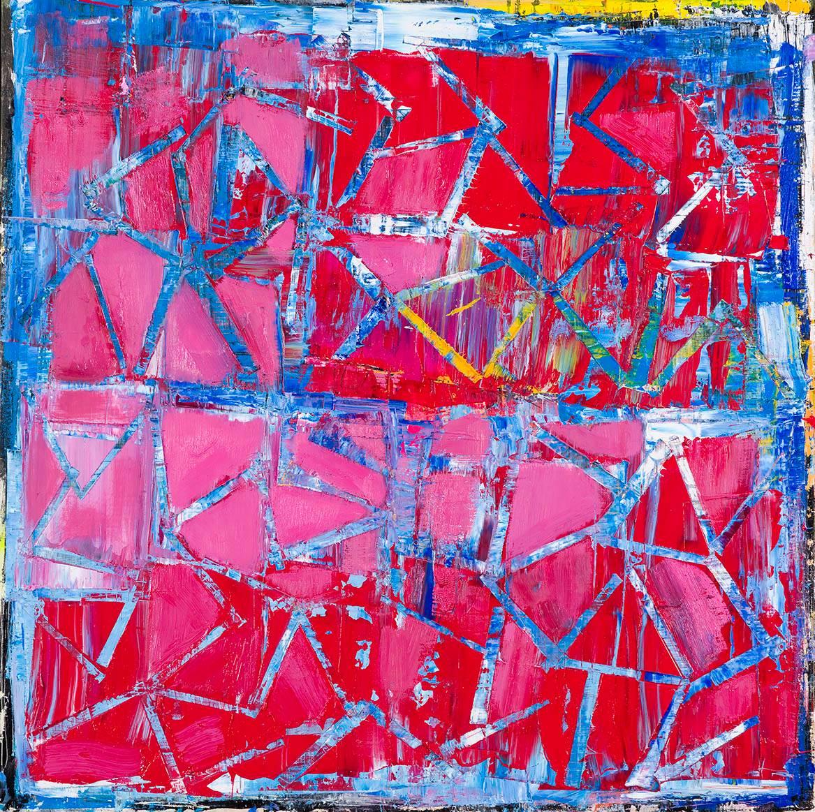 Sofia Housou Abstract Painting - Alotrope  I Series (Red and Pink)