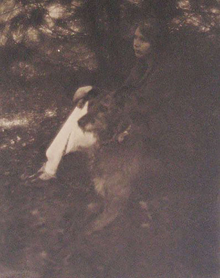 George Seeley Black and White Photograph - Woman with dog