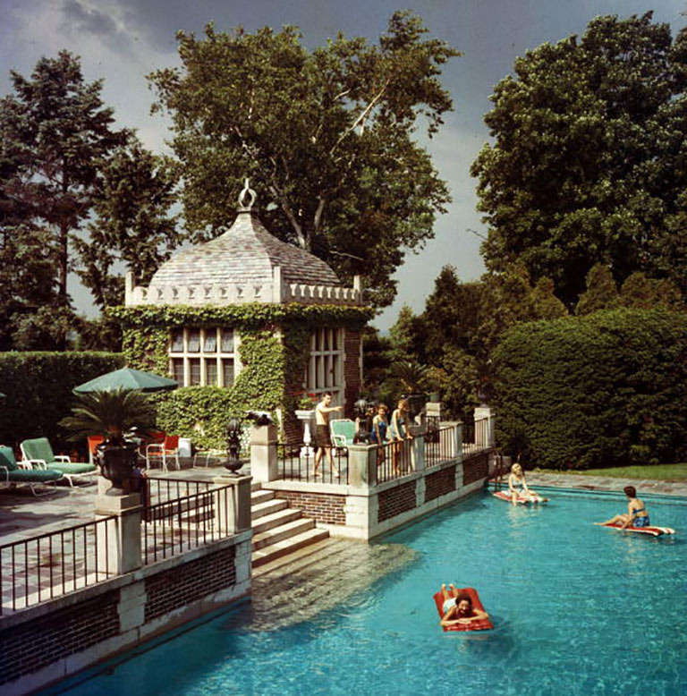 Slim Aarons Color Photograph - Family Pool