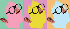 One Face (Three Versions) with Nose, Ear and Glasses