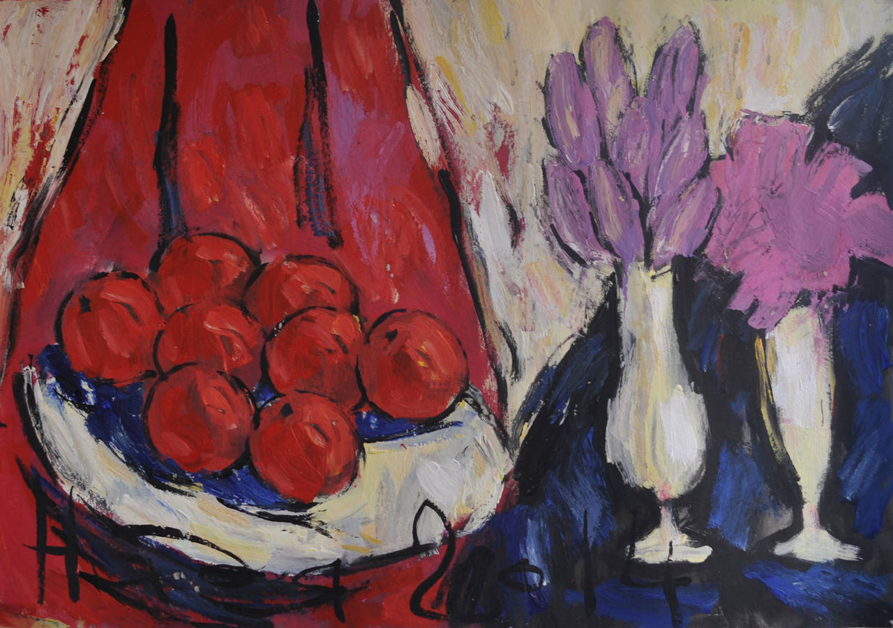 Nadezhda Yakustidi Still-Life Painting - Still Life, Oranges in White Plate