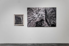 caverna, persone, faccia d'orso, disegno, cervello o homo sapiens che salutano