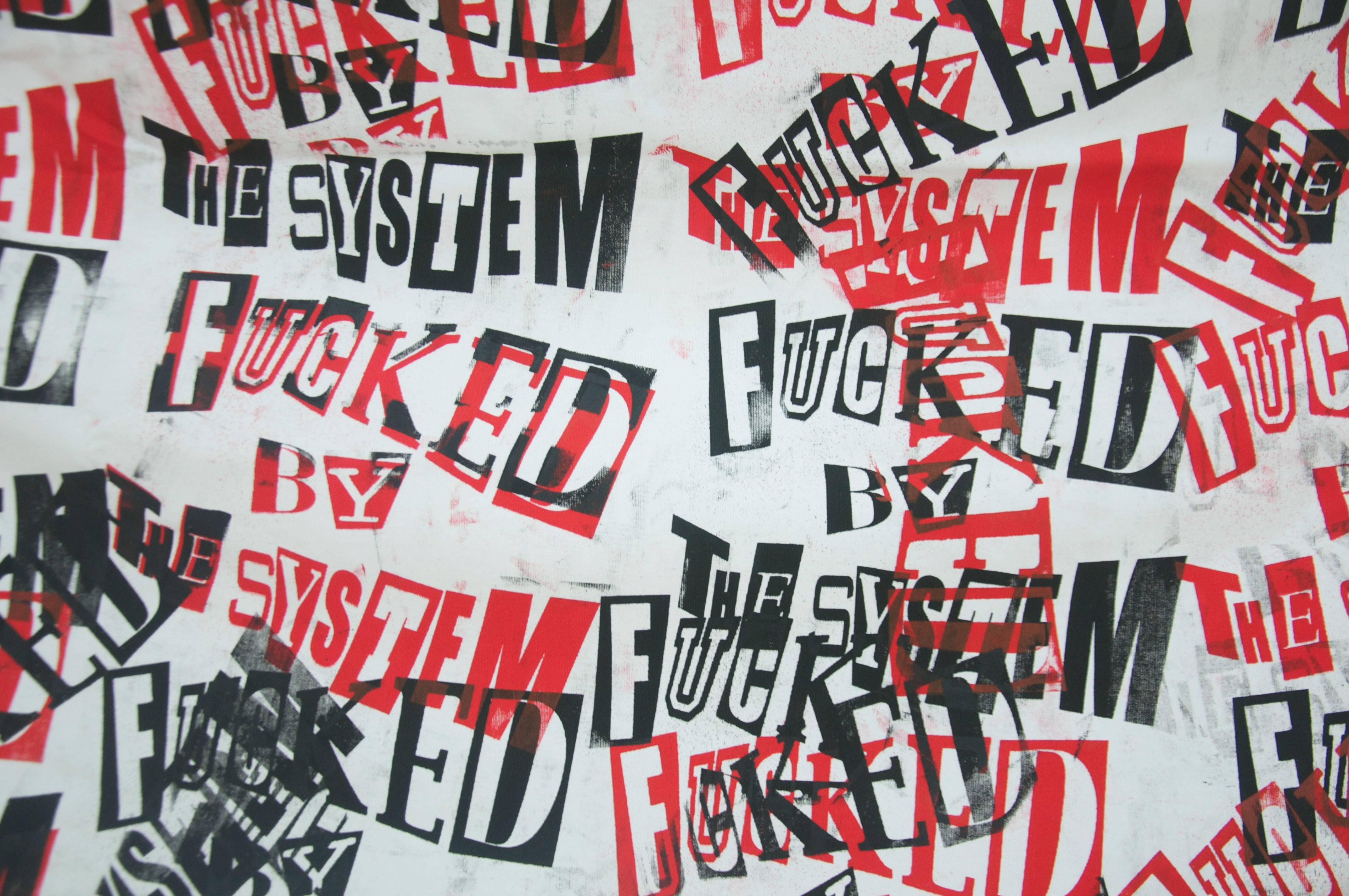 Fucked By the System (Black and Red) - Painting by Pierre Carrilero