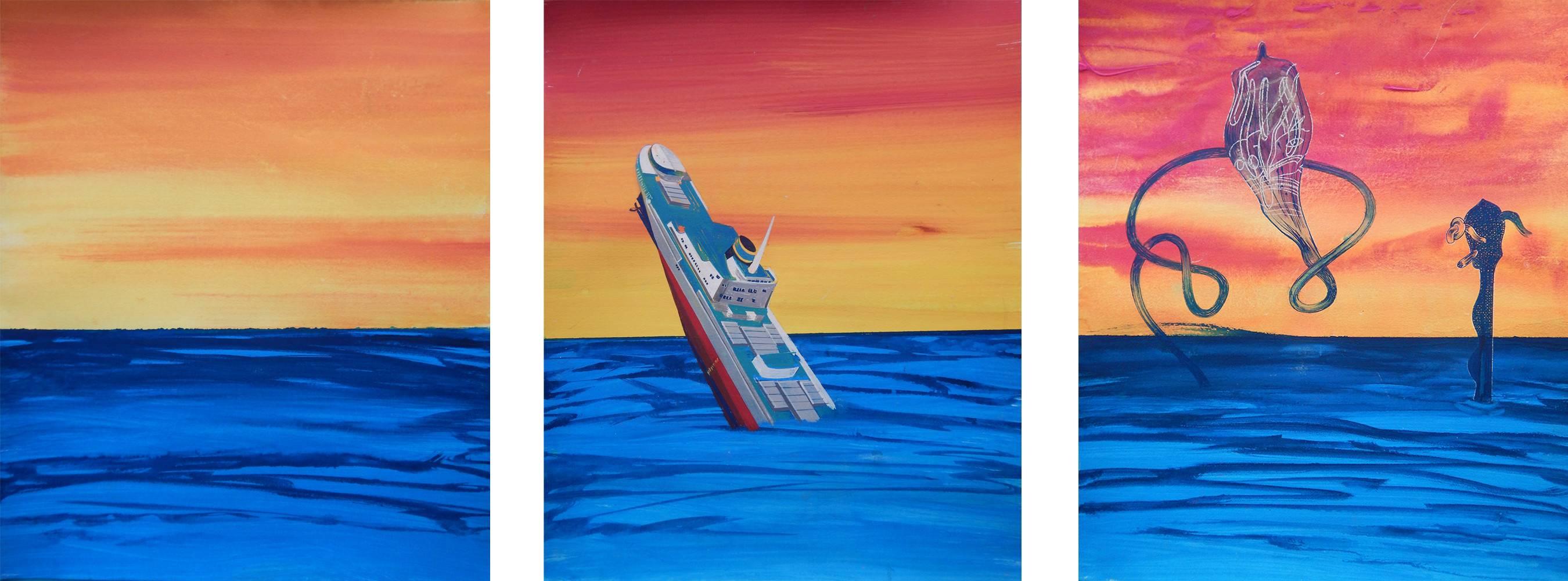 Michael Ricardo Andreev Figurative Painting - Bather on Coastline