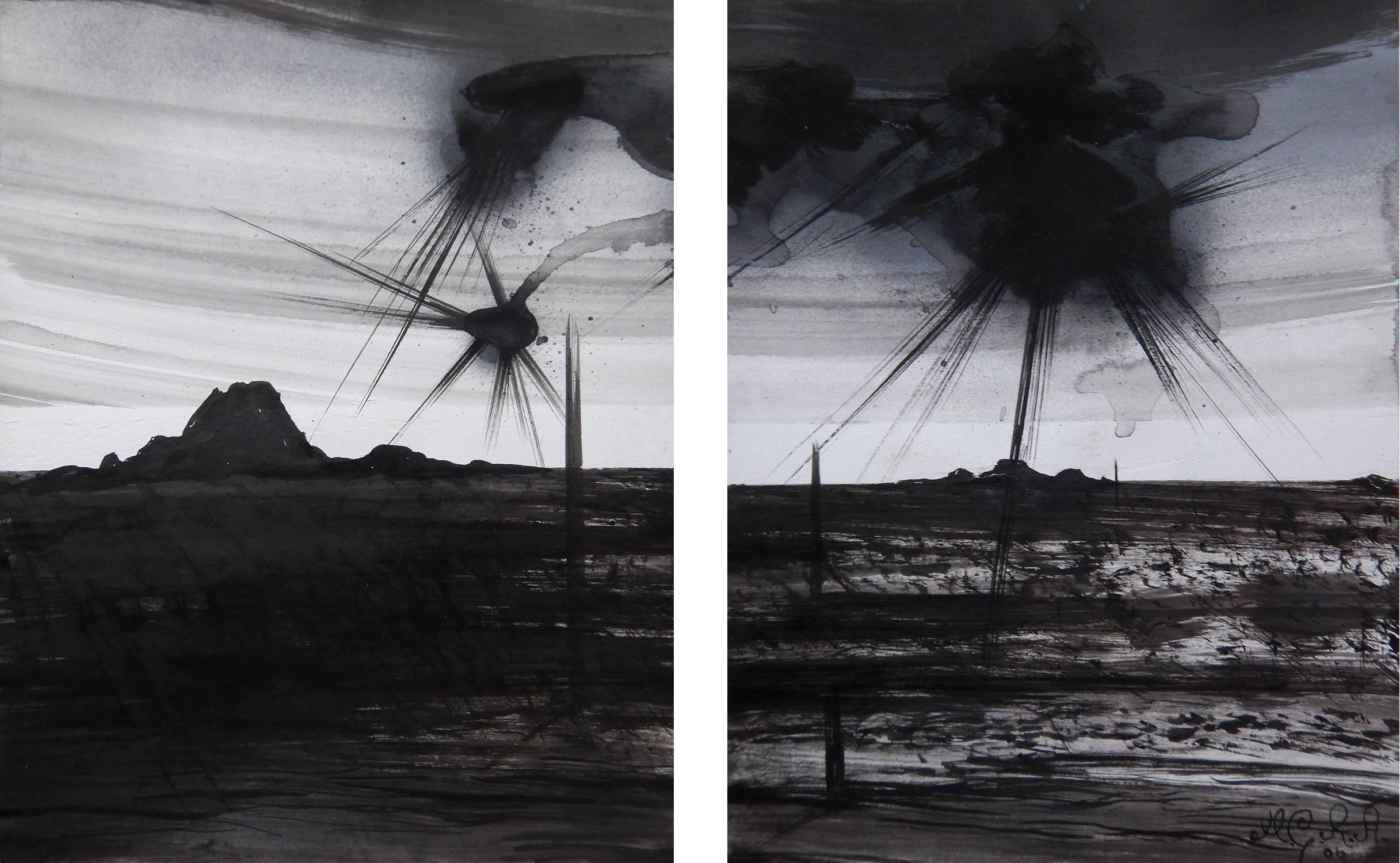 Landscape Painting Michael Ricardo Andreev - Plasma évasé avec contrastes au crépuscule 1