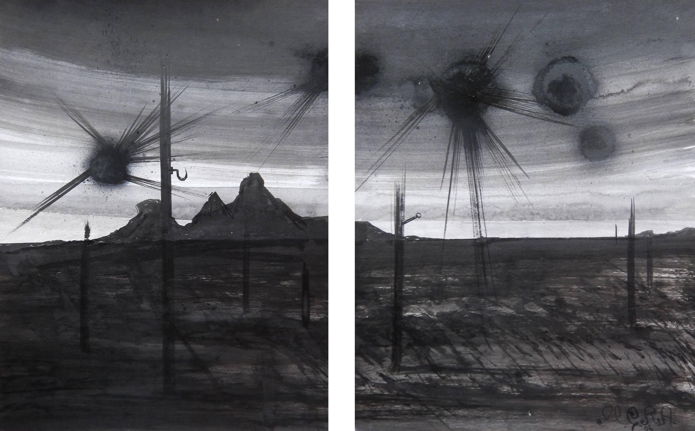 Michael Ricardo Andreev Landscape Art - Plasma Flares with Contrails at Dusk 2