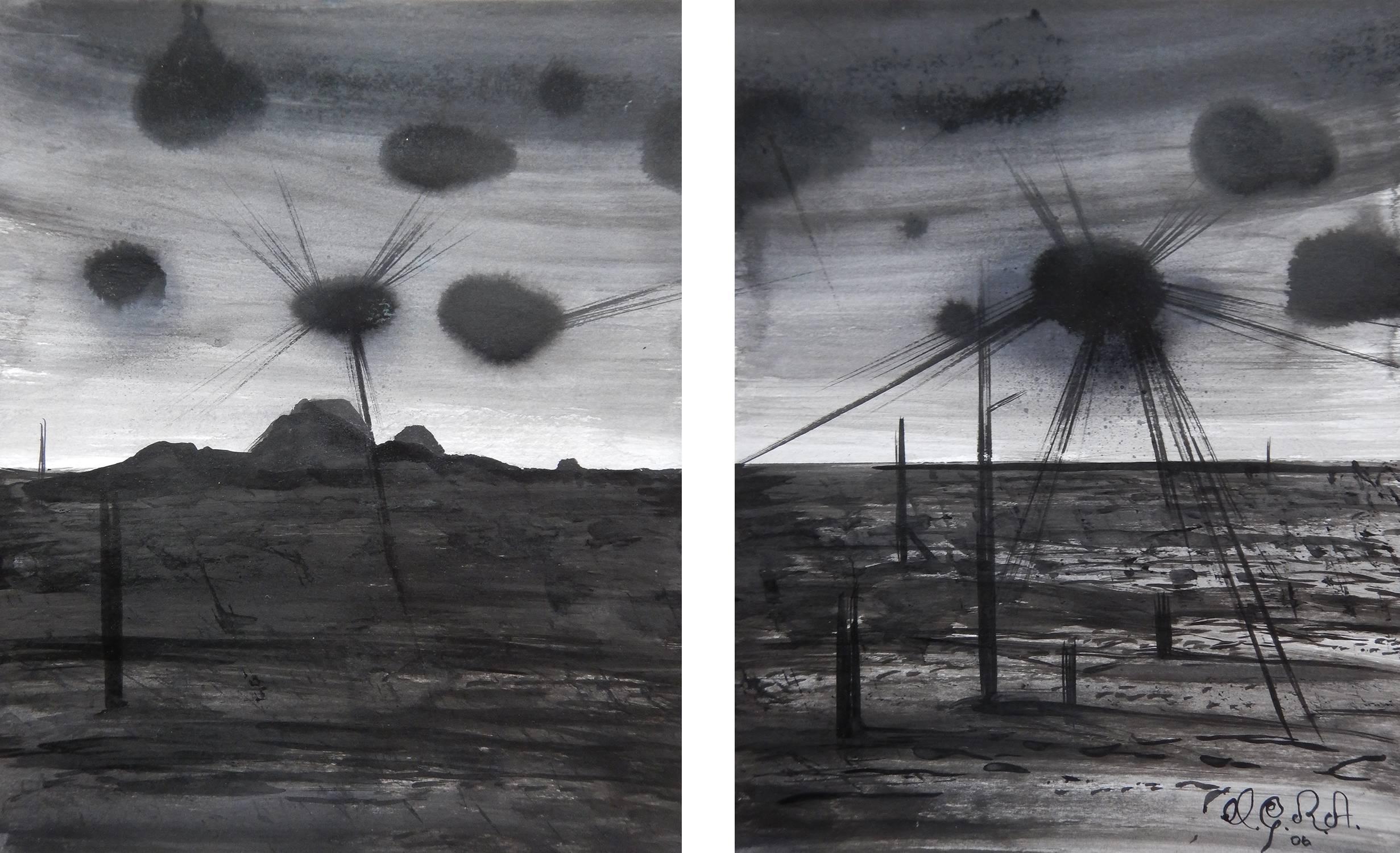 Landscape Painting Michael Ricardo Andreev - Plasma éclaboussures avec contrastes au bureau 3