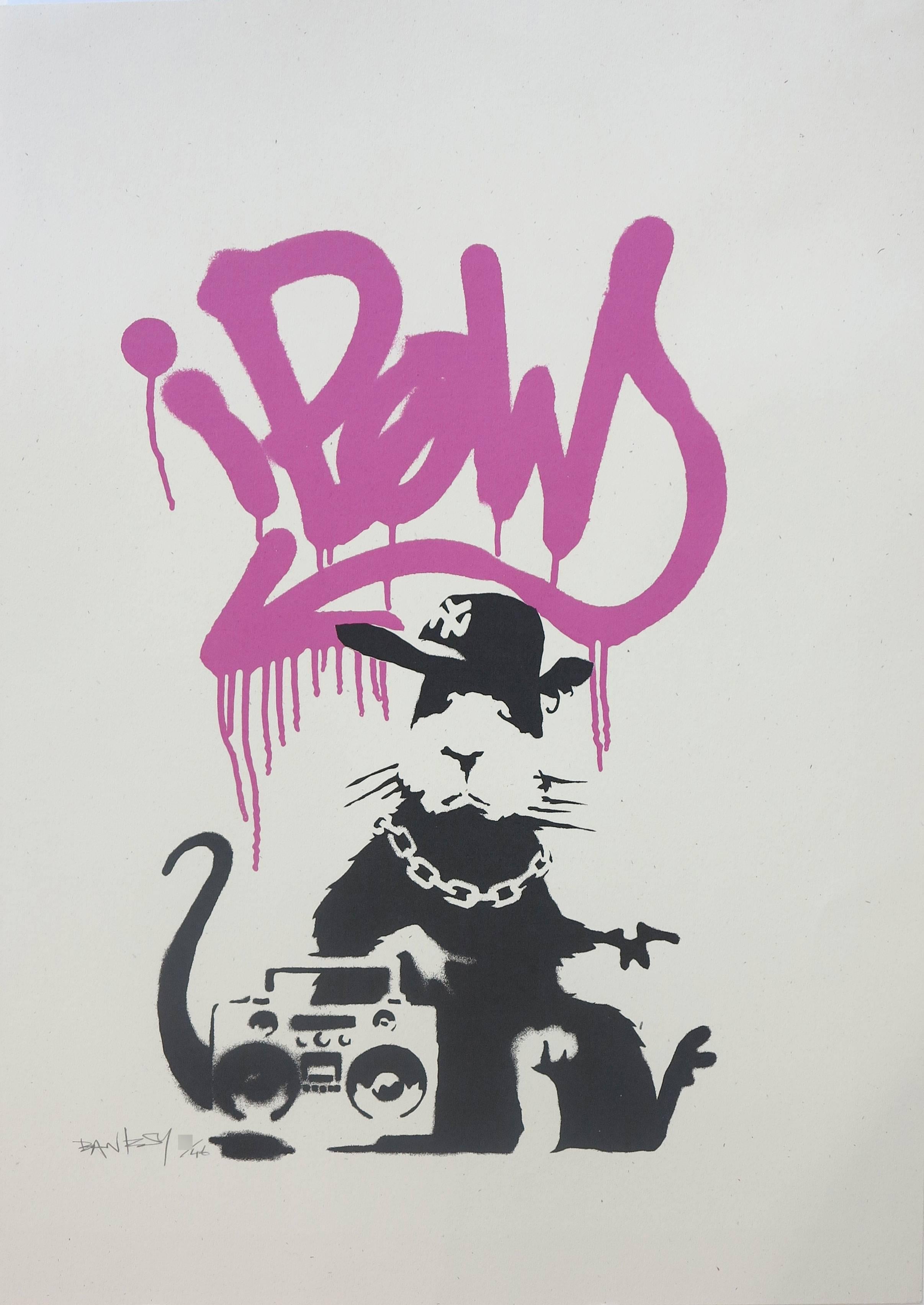 Banksy Animal Print - Gangsta Rat (Pink)