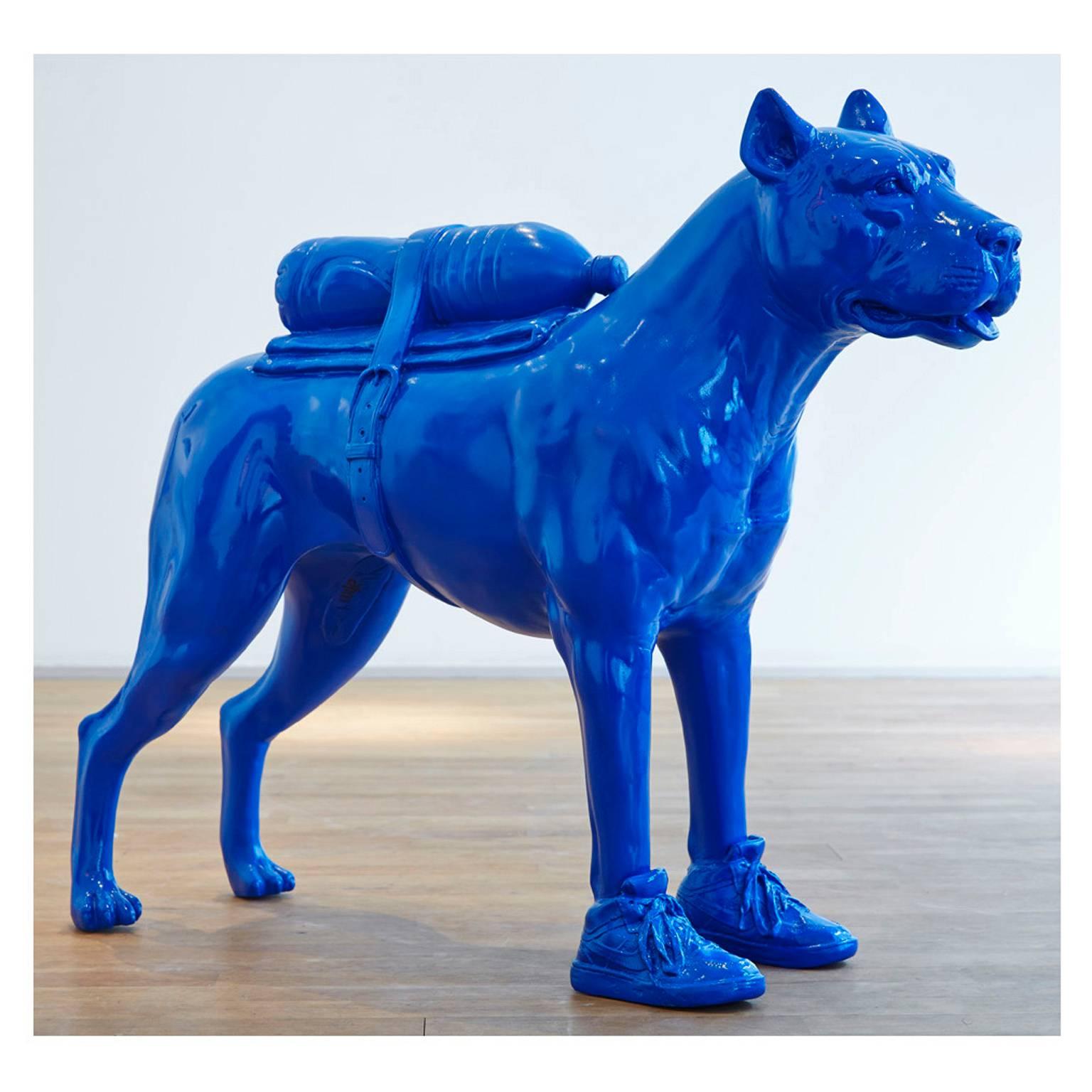 William Sweetlove Figurative Sculpture - Cloned Dogo Argentino with pet bottle 