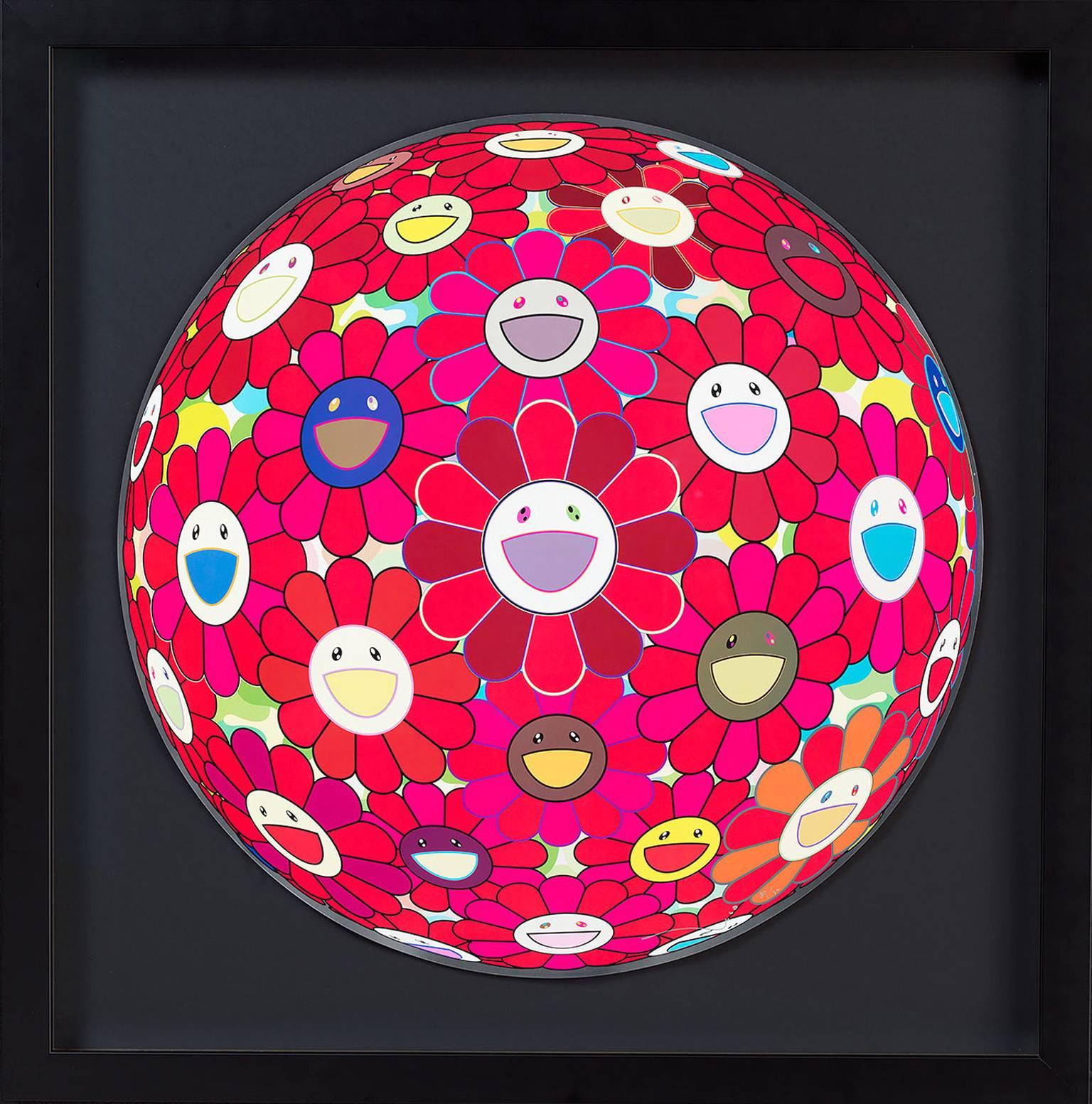 Takashi Murakami Figurative Print - Flower Ball (3-D) Red Cliff 