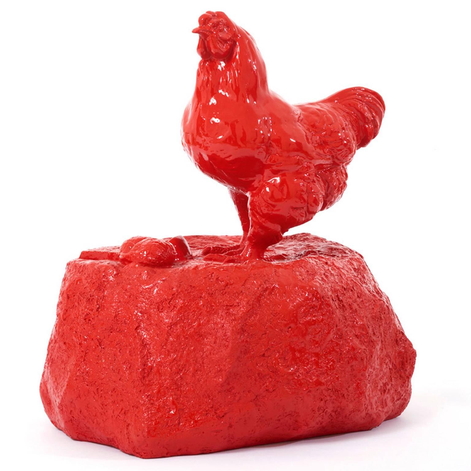 William Sweetlove Figurative Sculpture - Chicken on rock.
