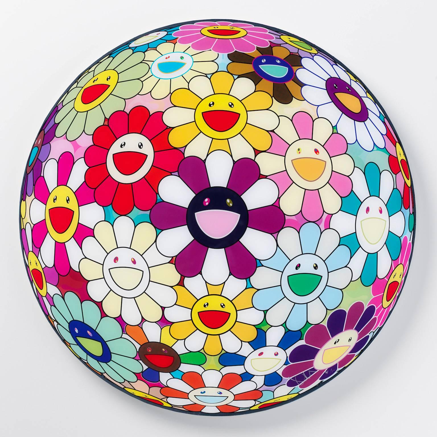 Takashi Murakami Figurative Print - Flower Ball (3D) Sexual Violet no.1