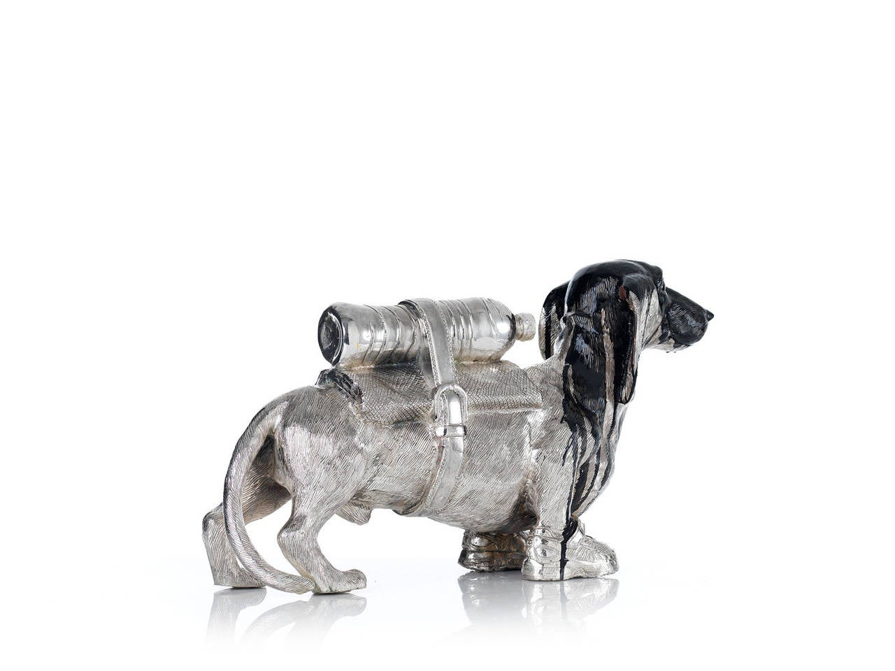 Cloned Dachshund with pet bottle. - Pop Art Sculpture by William Sweetlove