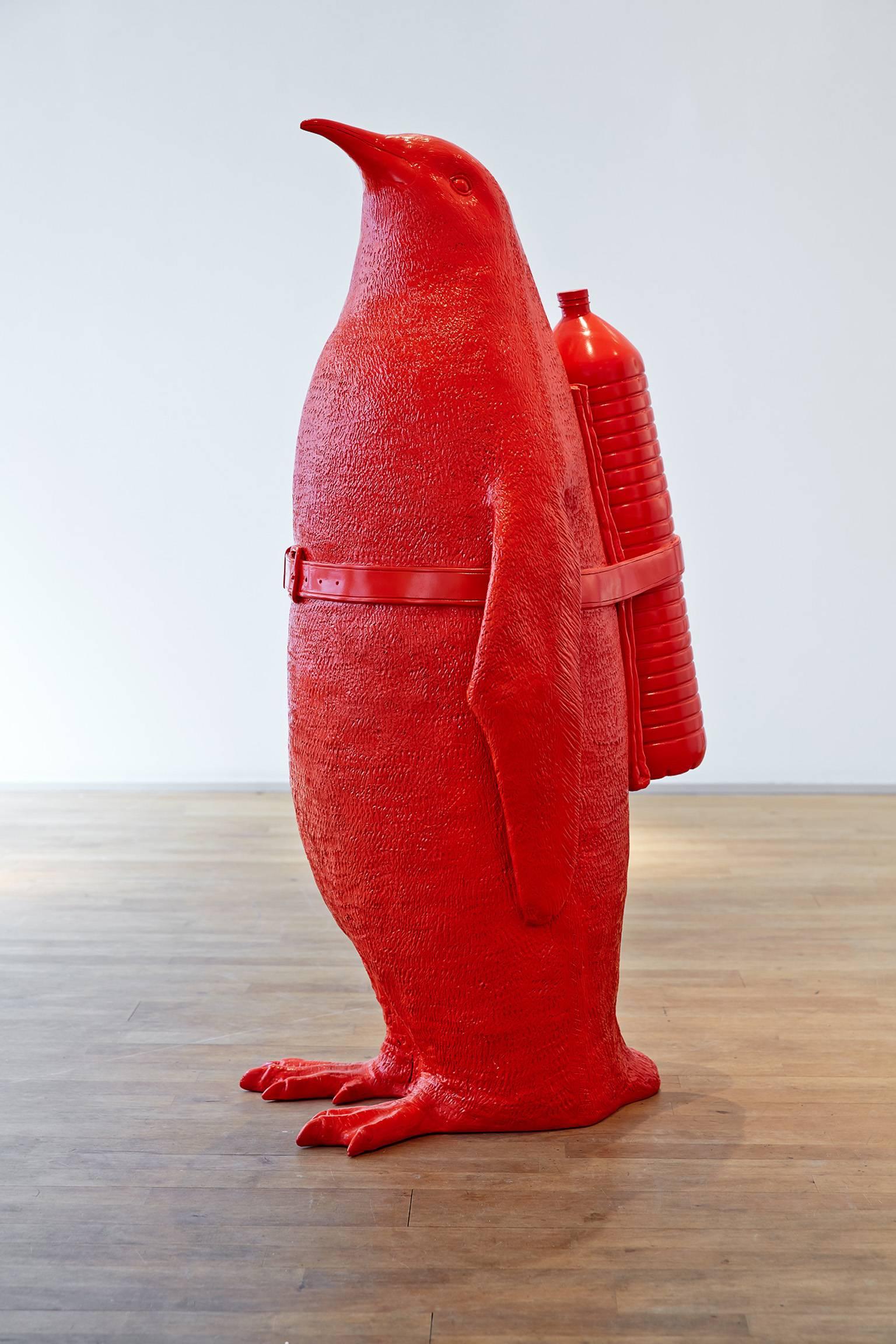 Cloned Penguin with pet bottle. - Sculpture by William Sweetlove