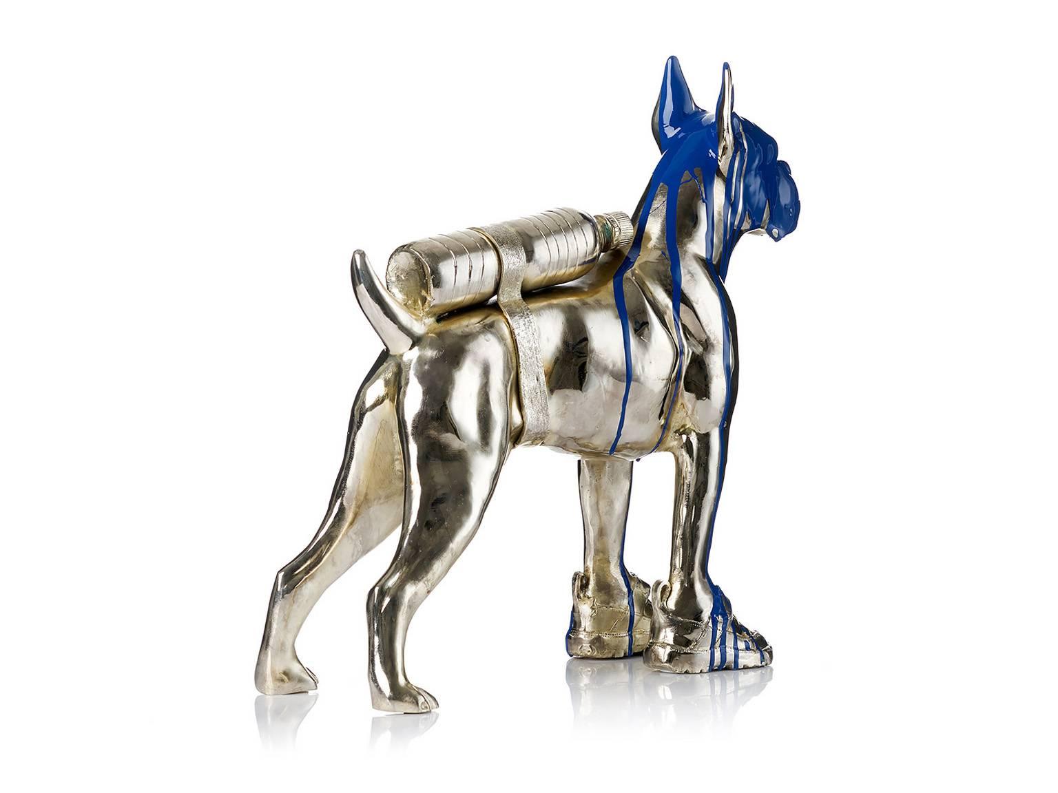 Cloned Bulldog with pet bottle  - Pop Art Sculpture by William Sweetlove