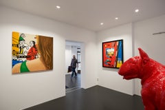 Nu drapé fond rouge / bleu RX.