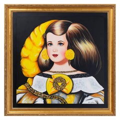 Menina con pluma amarilla.