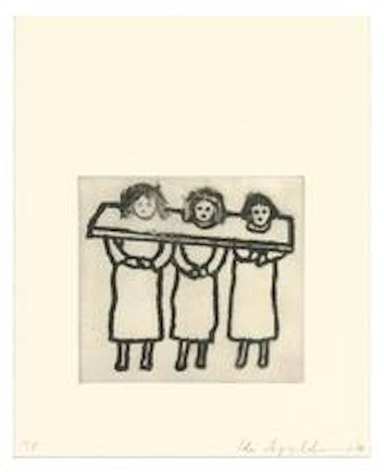 Einzeln erhältlich ($2500) und als Fünfer-Set ($12.000).

Geboren in Bronx, NY, besuchte Ida Applebroog das NY State Institute of Applied Arts and Sciences (1949). Sie zog 1956 nach Chicago und besuchte später die School of the Art Institute of