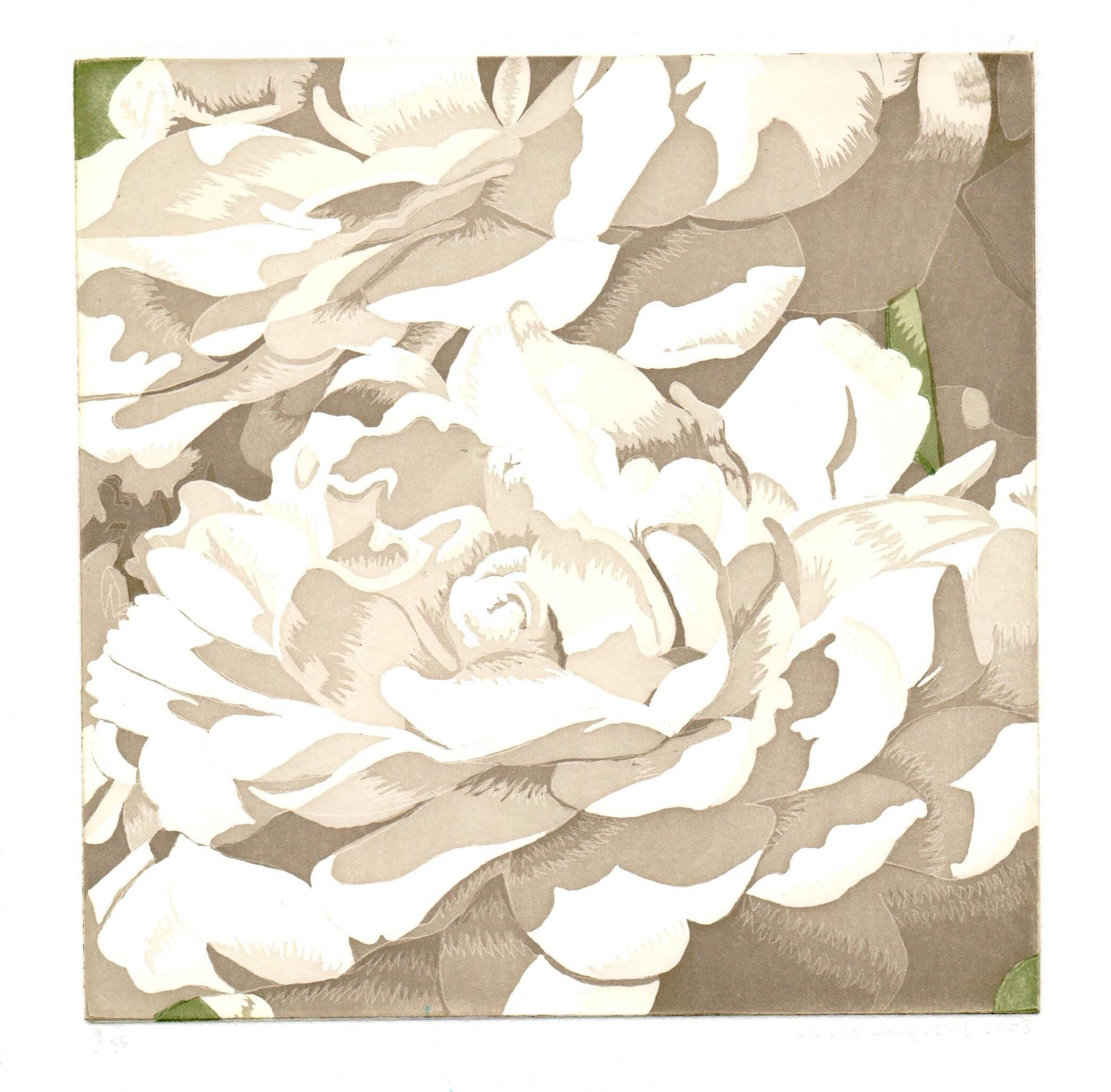 Quatre pièces de blanc (six à quatre pièces) - Blanc Still-Life Print par Julia Jacquette