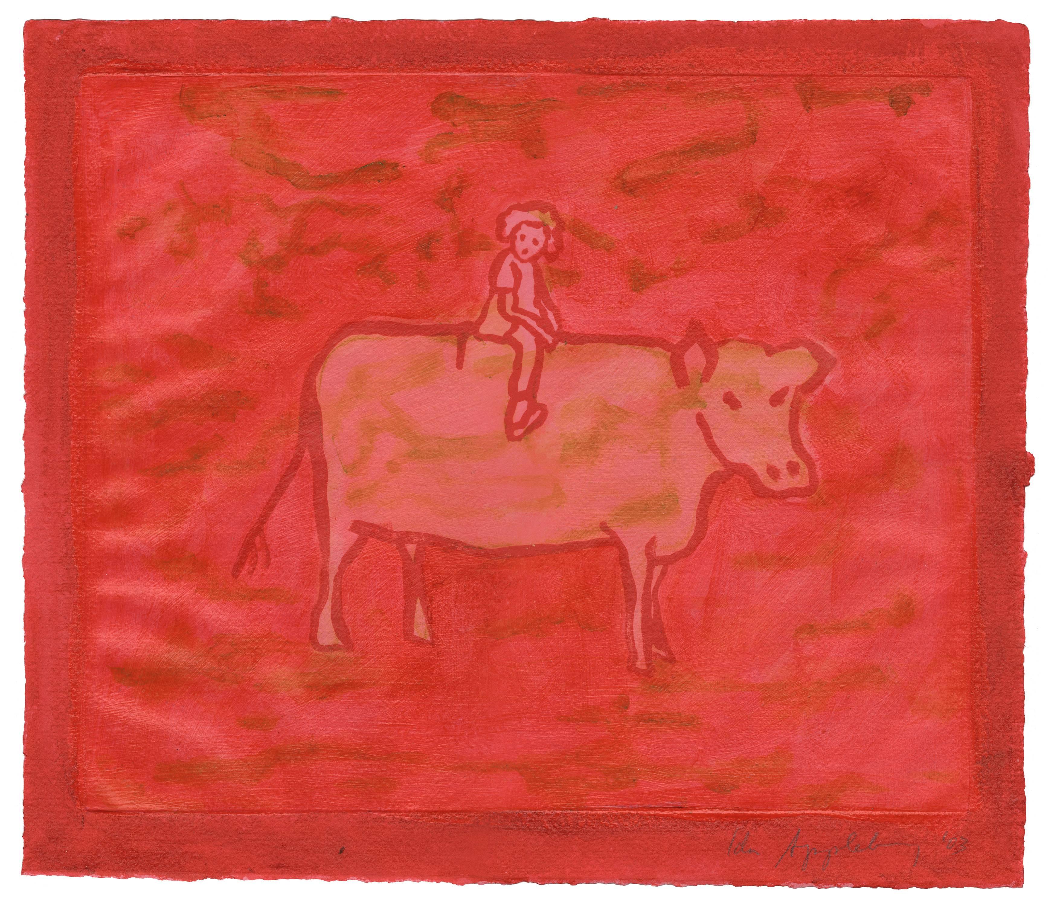 Ida Applebroog Animal Print - Girl with Cow