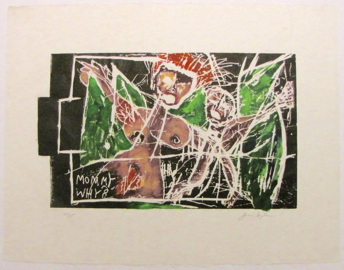 Figurative Print Joan Snyder - Maman Pourquoi ?