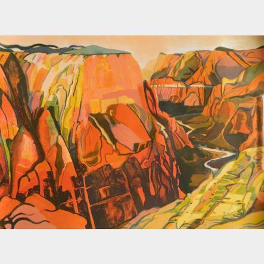 Susan Louise Shatter Landscape Print - Rock Face/Zion Canyon