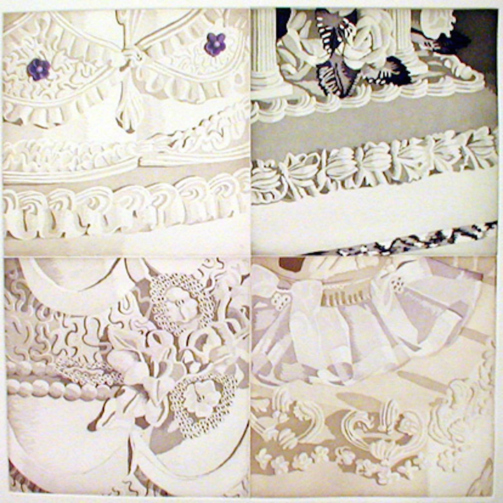 Julia Jacquette Still-Life Print - White on White (Four Sections of Wedding Cake)