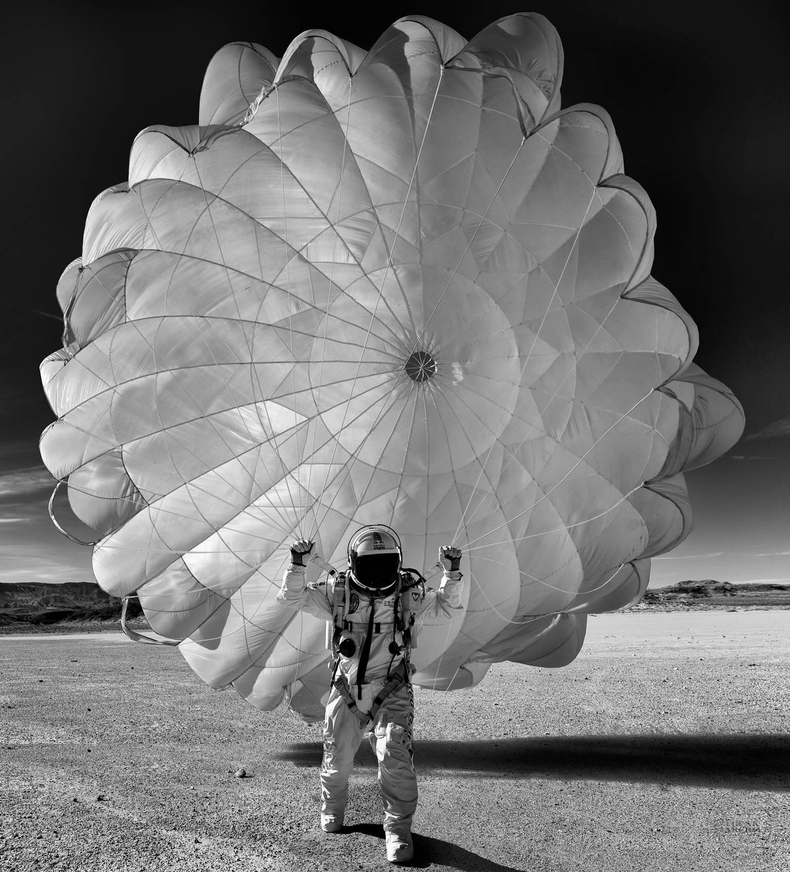 Marco Grob Black and White Photograph - Astronaut (With Parachute)