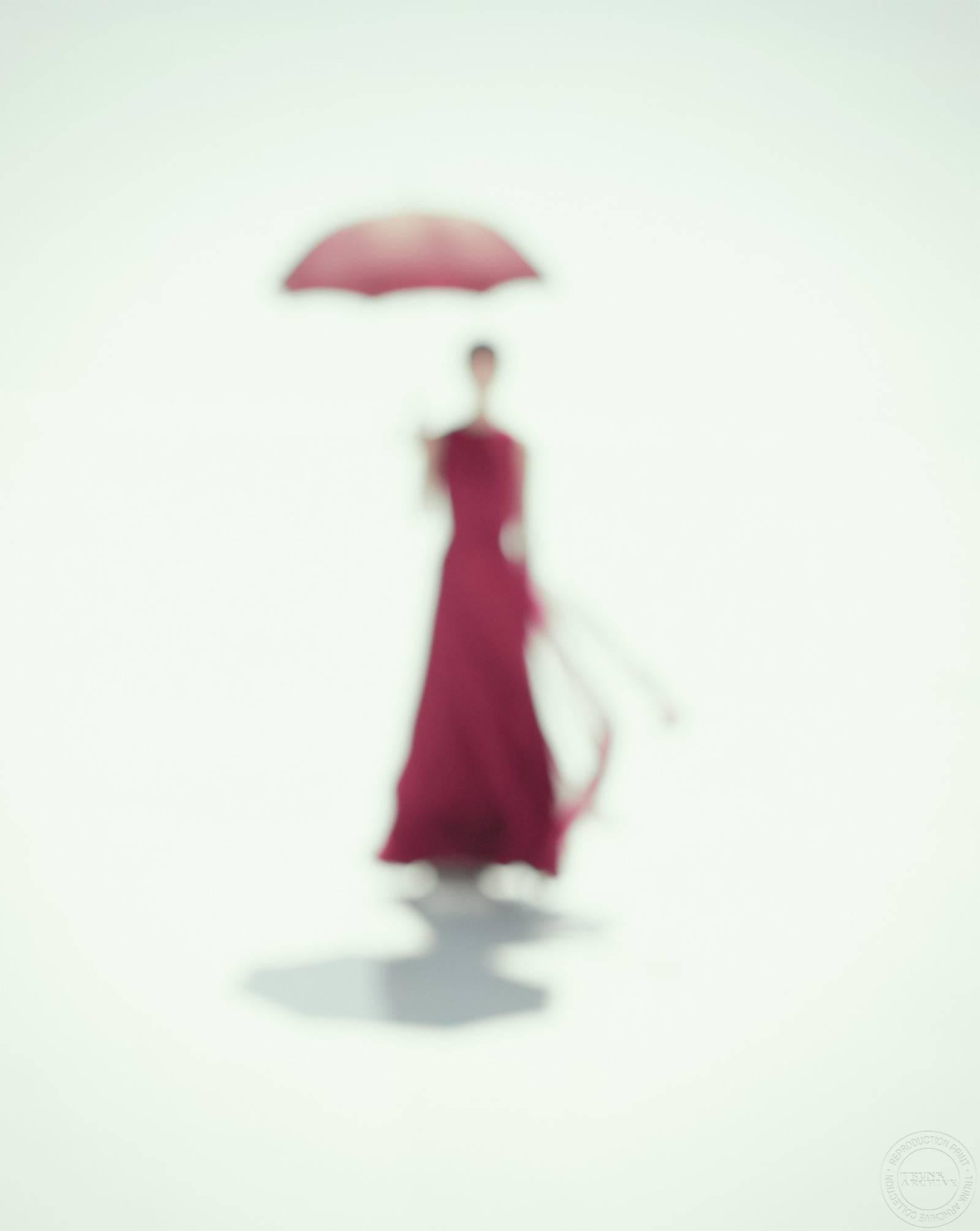 Alistair Taylor-Young Color Photograph - Fashion Portrait (Red Umbrella)