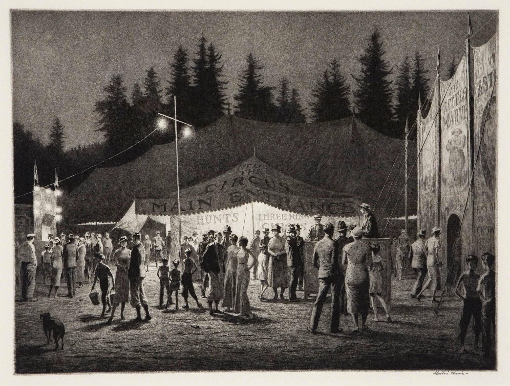 Martin Lewis Landscape Print - Circus Night.