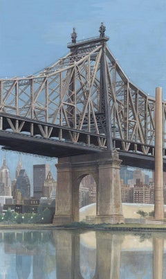 Queensborough Bridge with View of Manhattan below Roadway.