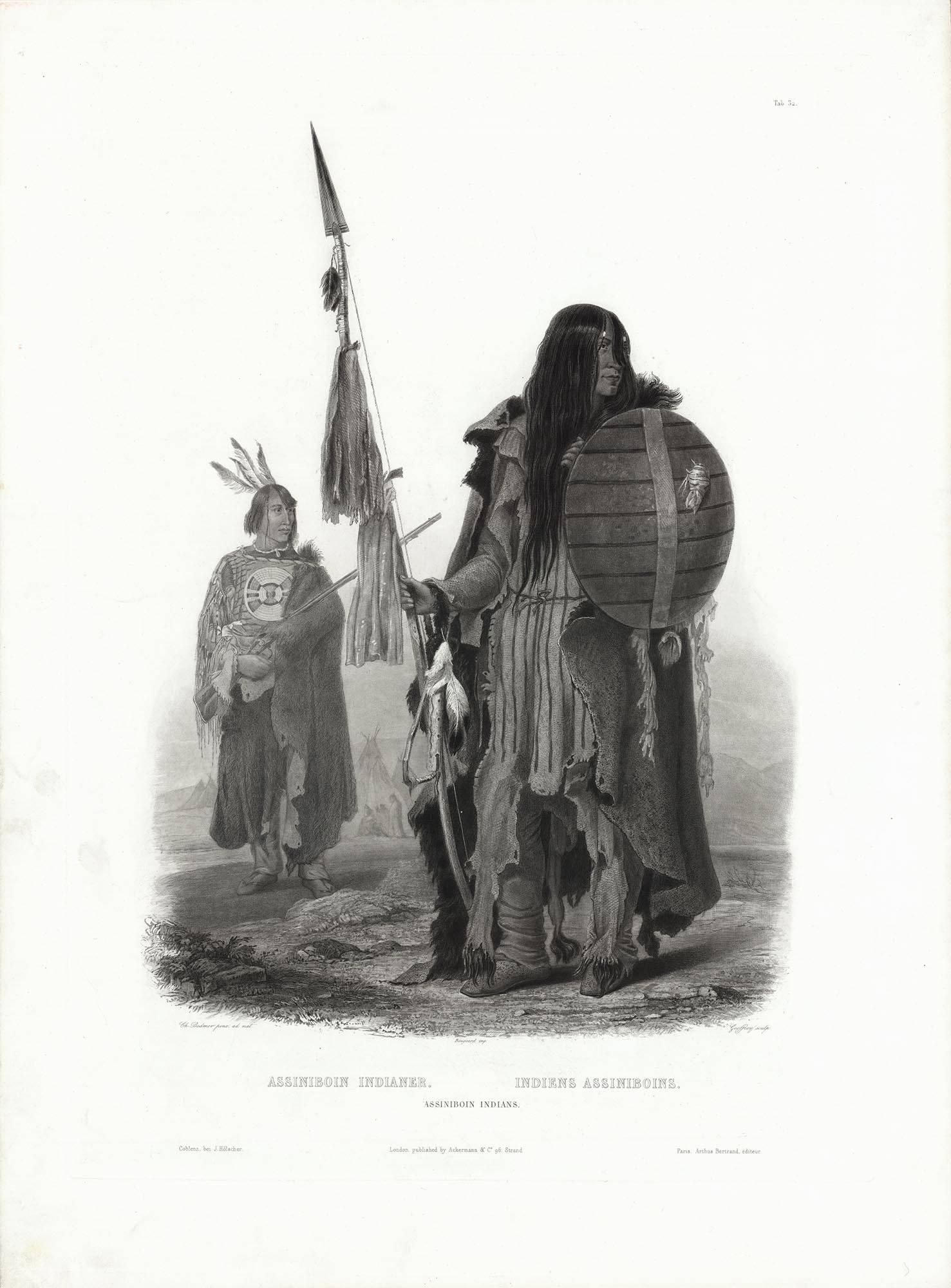 Karl Bodmer Portrait Print - Assiniboin Indians. Tab. 32.