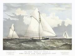 Antique Sloop Yachts Mischief and Atlanta in THE RACE FOR "THE AMERICA’S  CUP." At N. Y
