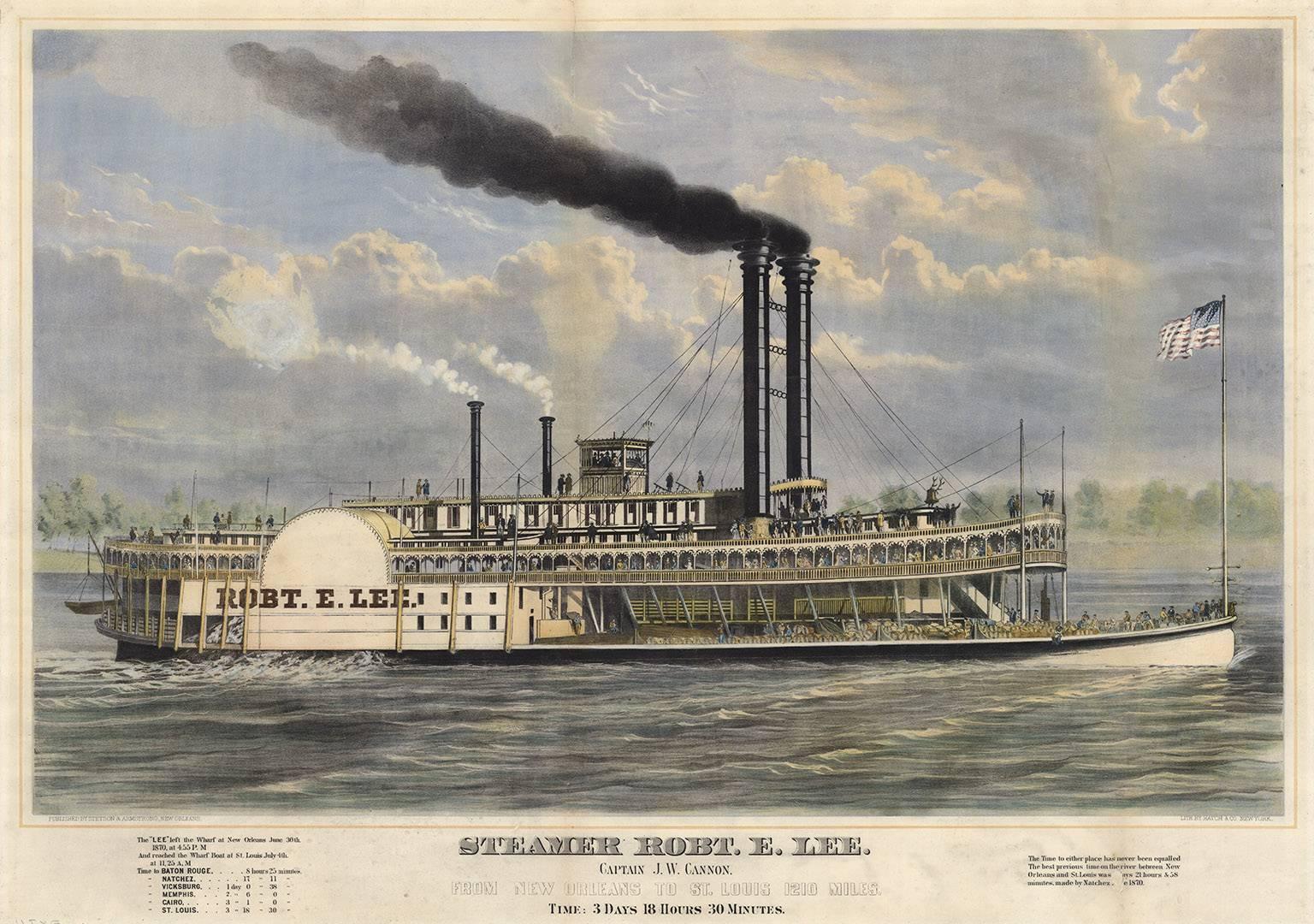 Unknown Landscape Print - Steamer Robt. E. Lee. Captain J. W. Cannon. 