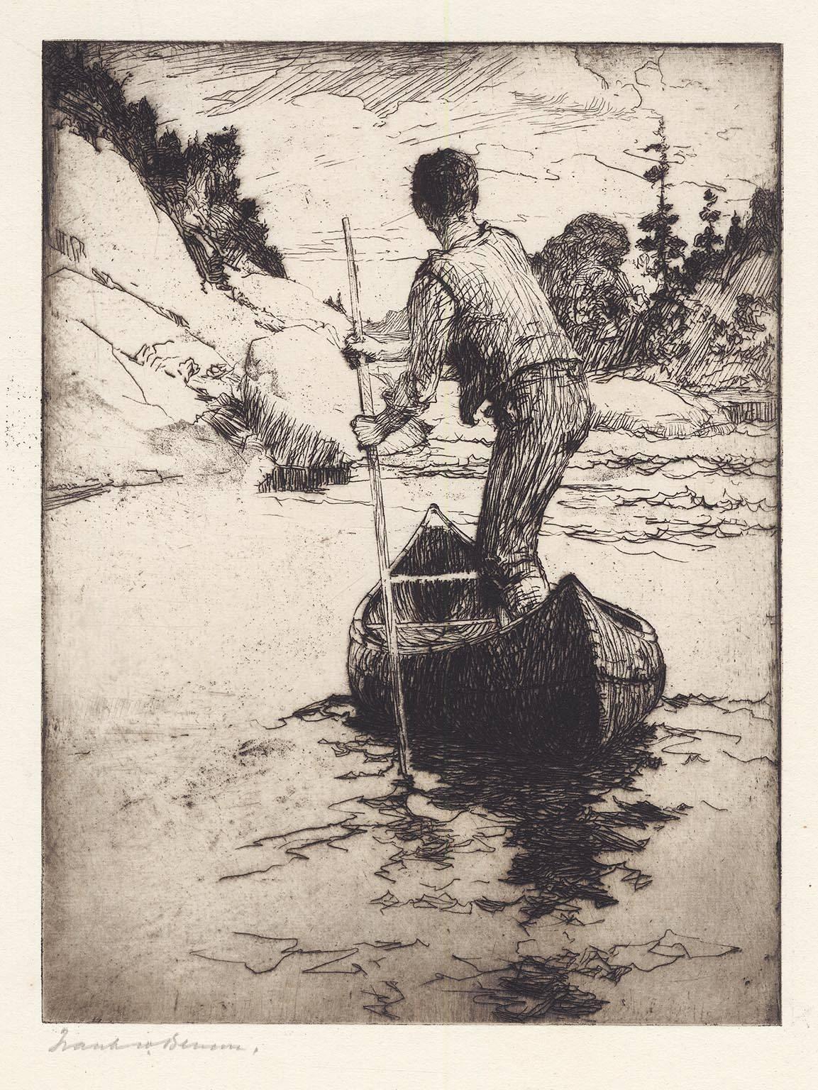 Frank Benson Figurative Print - Canoeman.