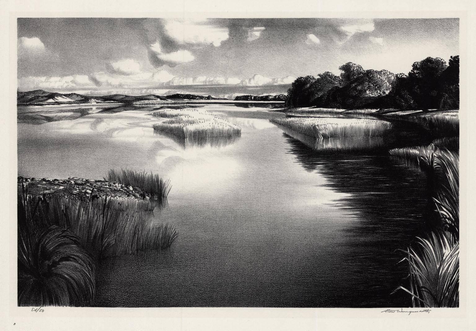 Stow Wengenroth Landscape Print - Lonely River.