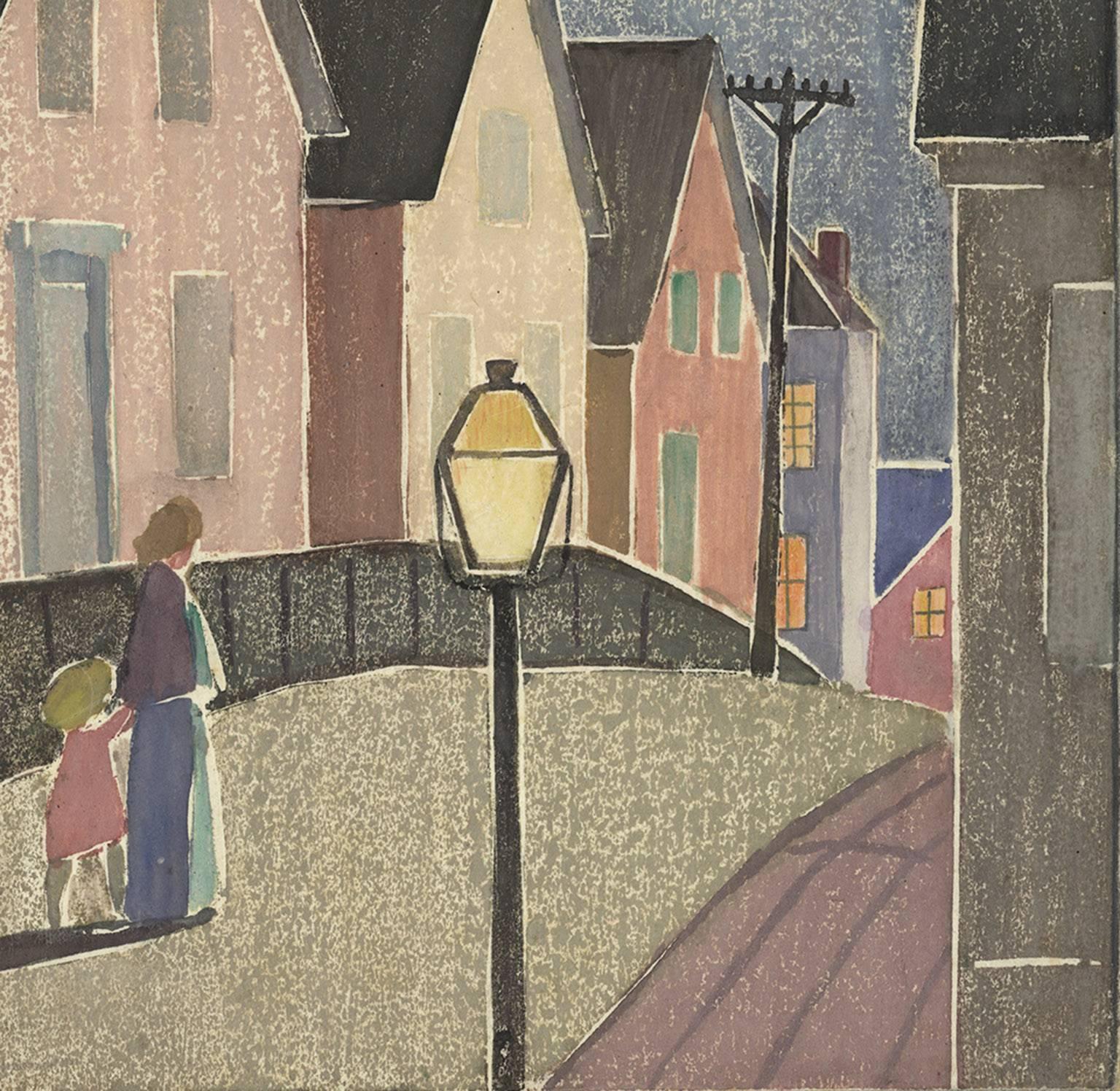 Street Scene, Provincetown. - Print by Ethel Mars