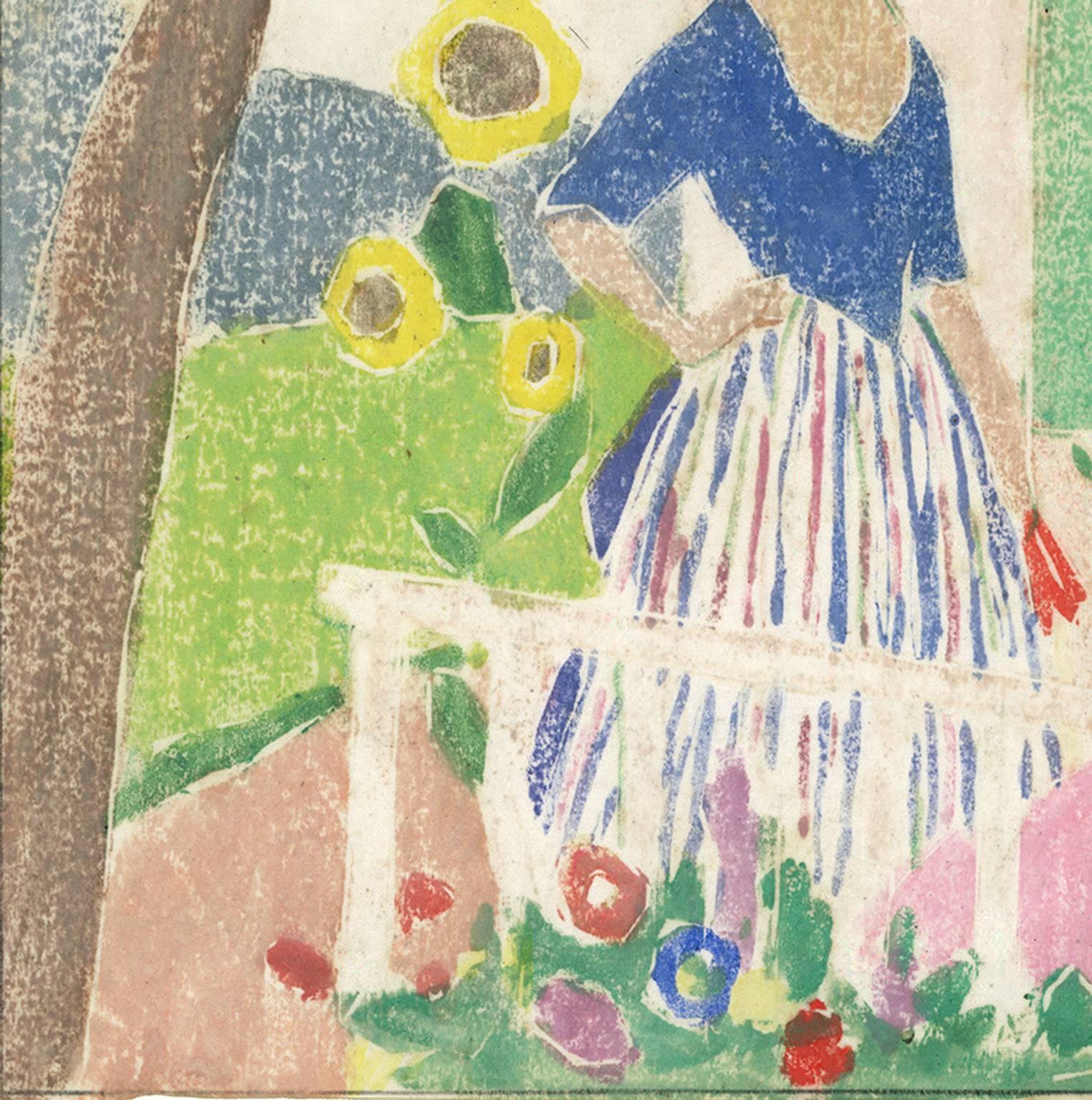 Im Garten (Amerikanische Moderne), Print, von Ethel Mars