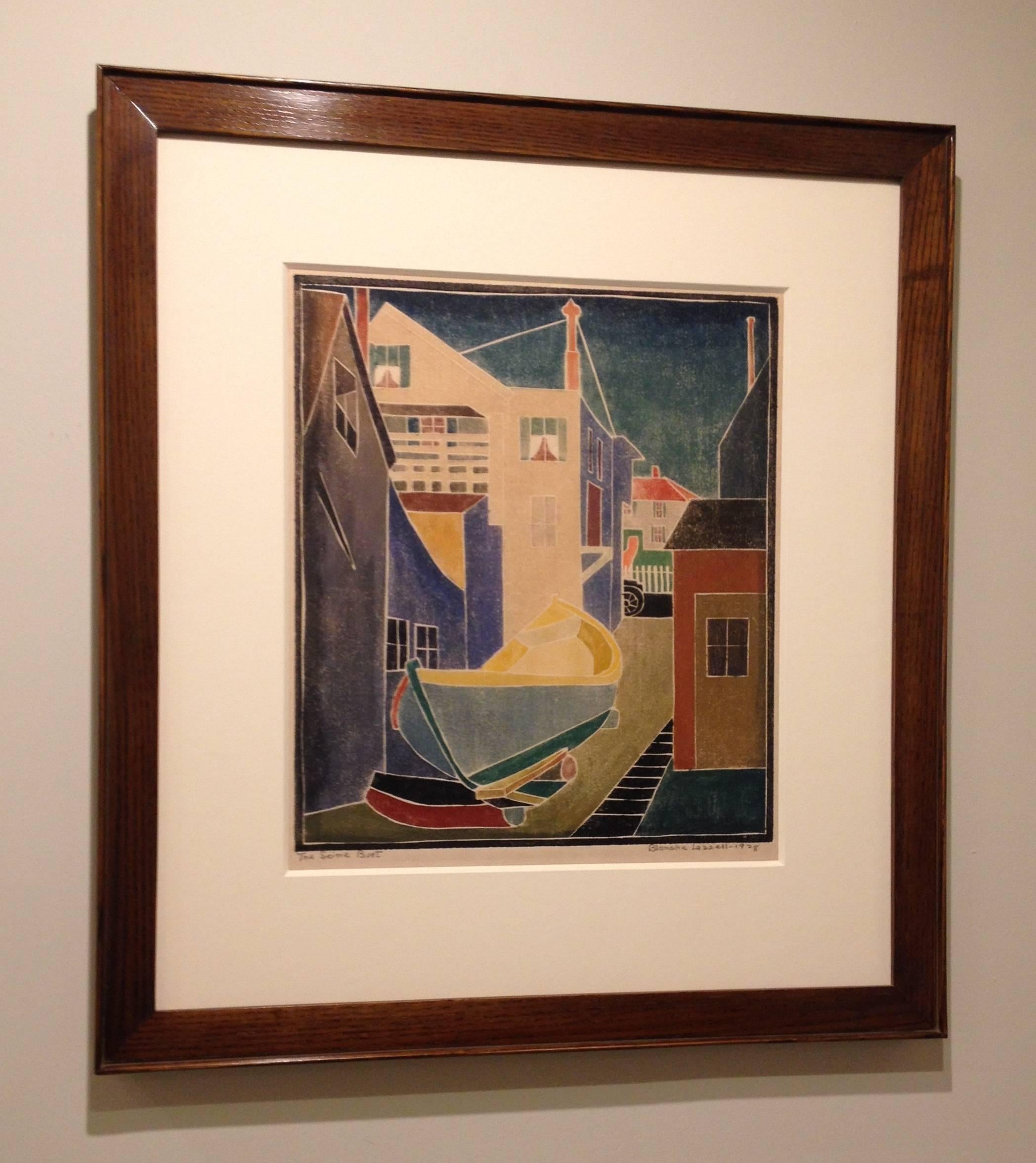 Blanche Lazzell ha realizzato questa stampa xilografica a colori con linee bianche nel 1927.  Edizione circa 11.  Dimensioni dell'immagine 13 15/16 x 12 1/16