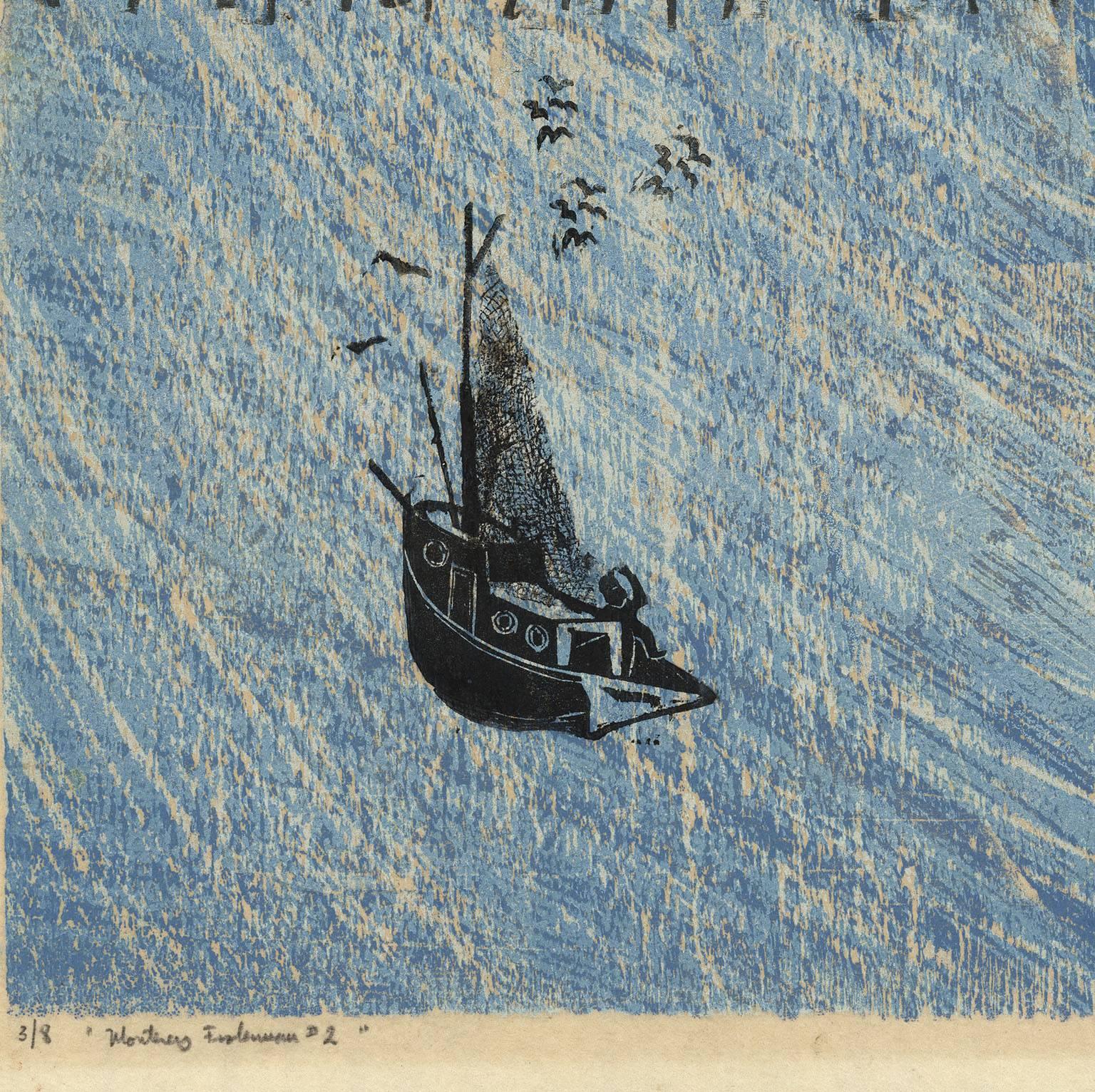 Díptico. Esta xilografía en color de dos hojas fue creada por Antonio Frasconi en 1951.  Edición 8.  Cada tamaño de imagen 19  49,4 x 418 cm más márgenes.  Firmado  y titulado a lápiz en cada hoja. Inscripción 