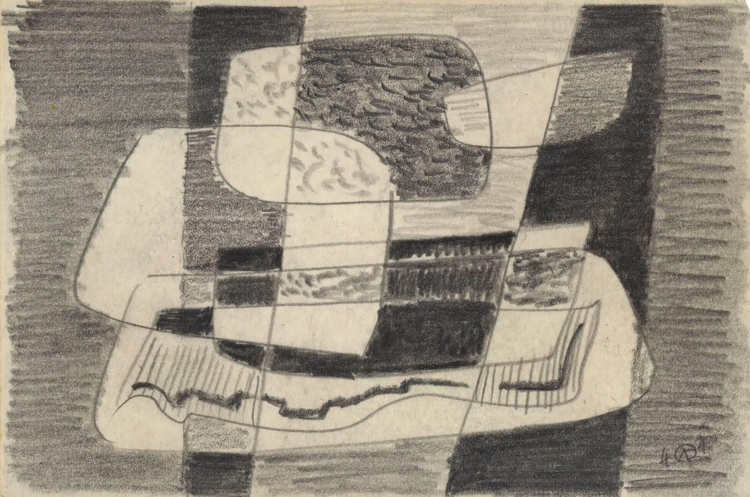 Werner Drewes Abstract Drawing - Untitled. Form in Space.