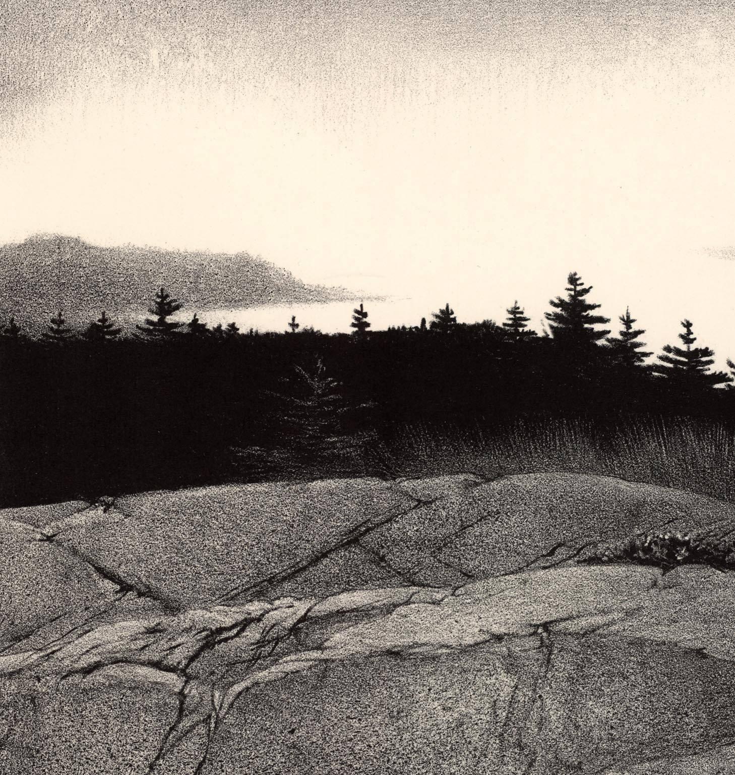 Evening Quiet.  - Gray Landscape Print by Stow Wengenroth