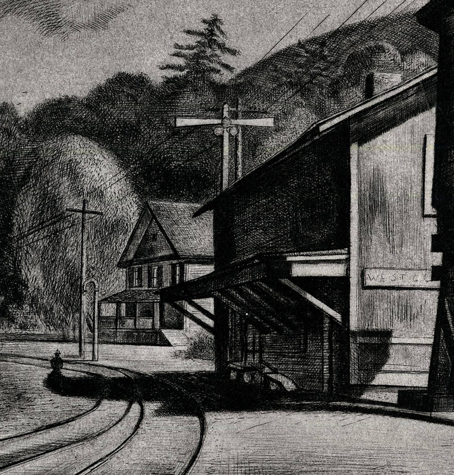West Cornwall Station. - American Realist Print by Armin Landeck