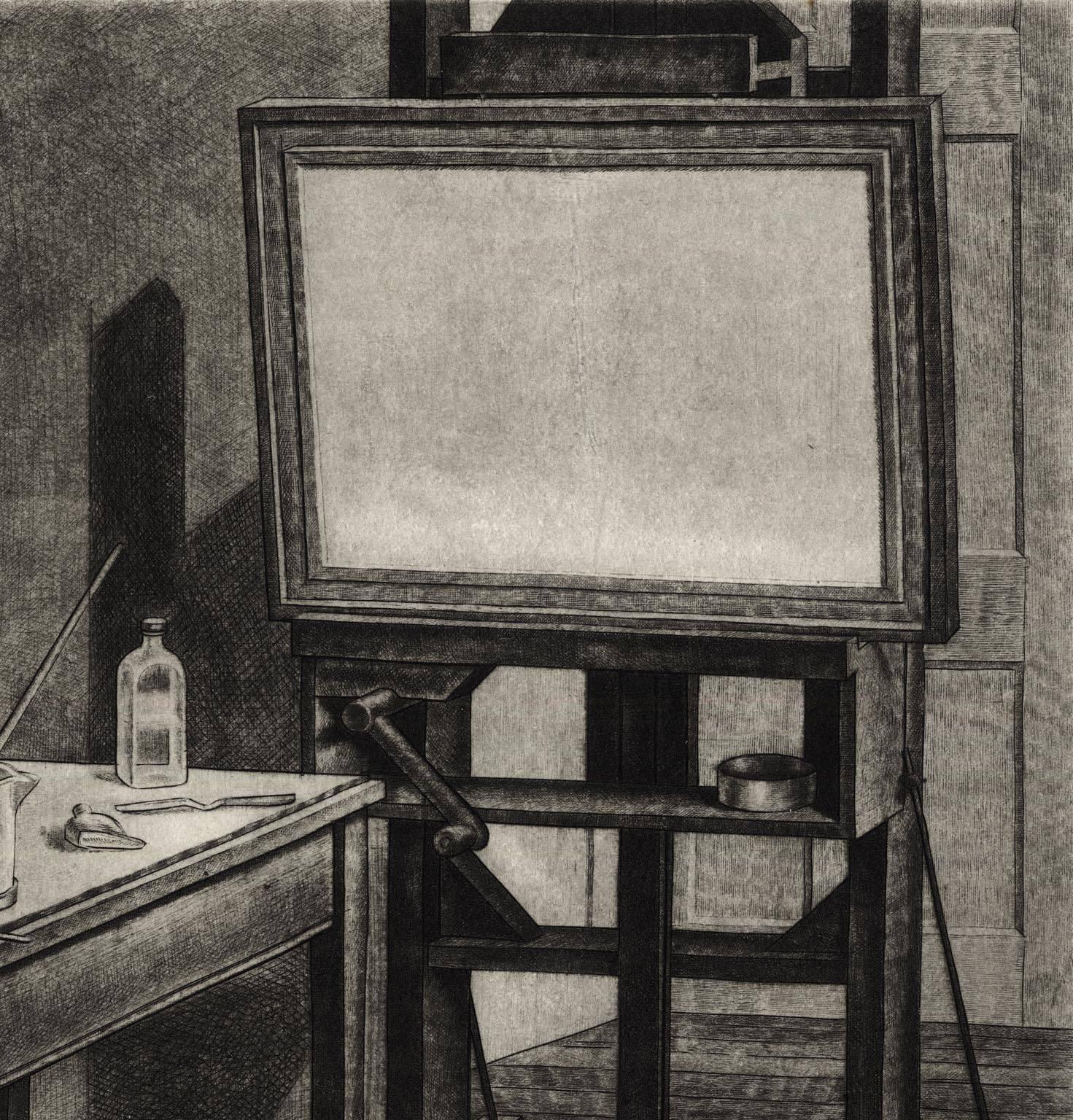 l'intérieur du studio n° 2 - Noir Interior Print par Armin Landeck